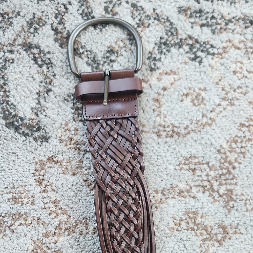 Braided Leather Belt Brown XL